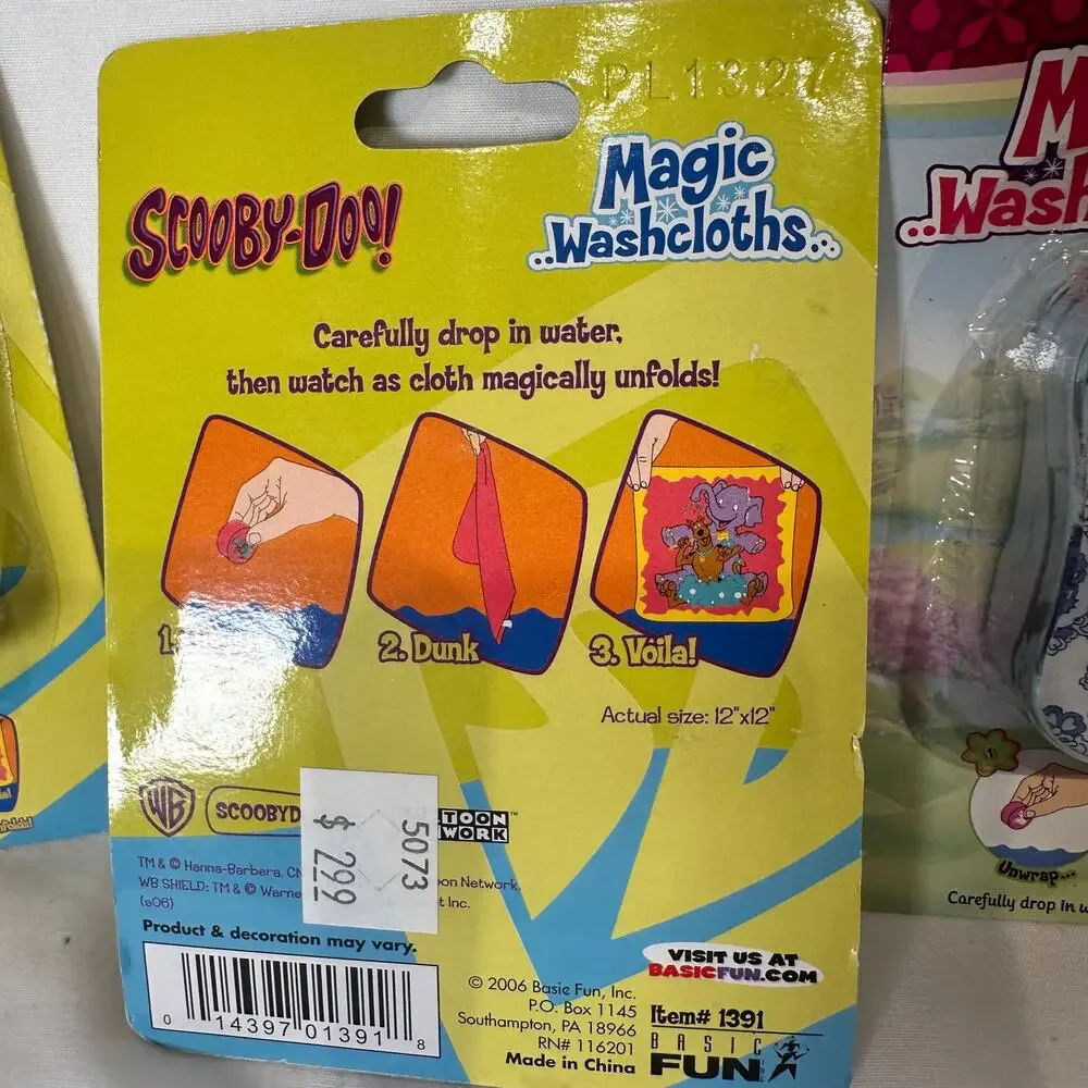 New in Package Set of 3 Magic Washcloths Vintage 2006 Scooby Doo My Little Pony